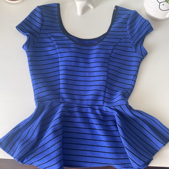 Blue and black striped peplum blouse - Picture 5 of 5
